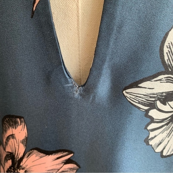 Amanda Uprichard Isla mini choker dress 100% silk blue floral size small - Picture 5 of 8